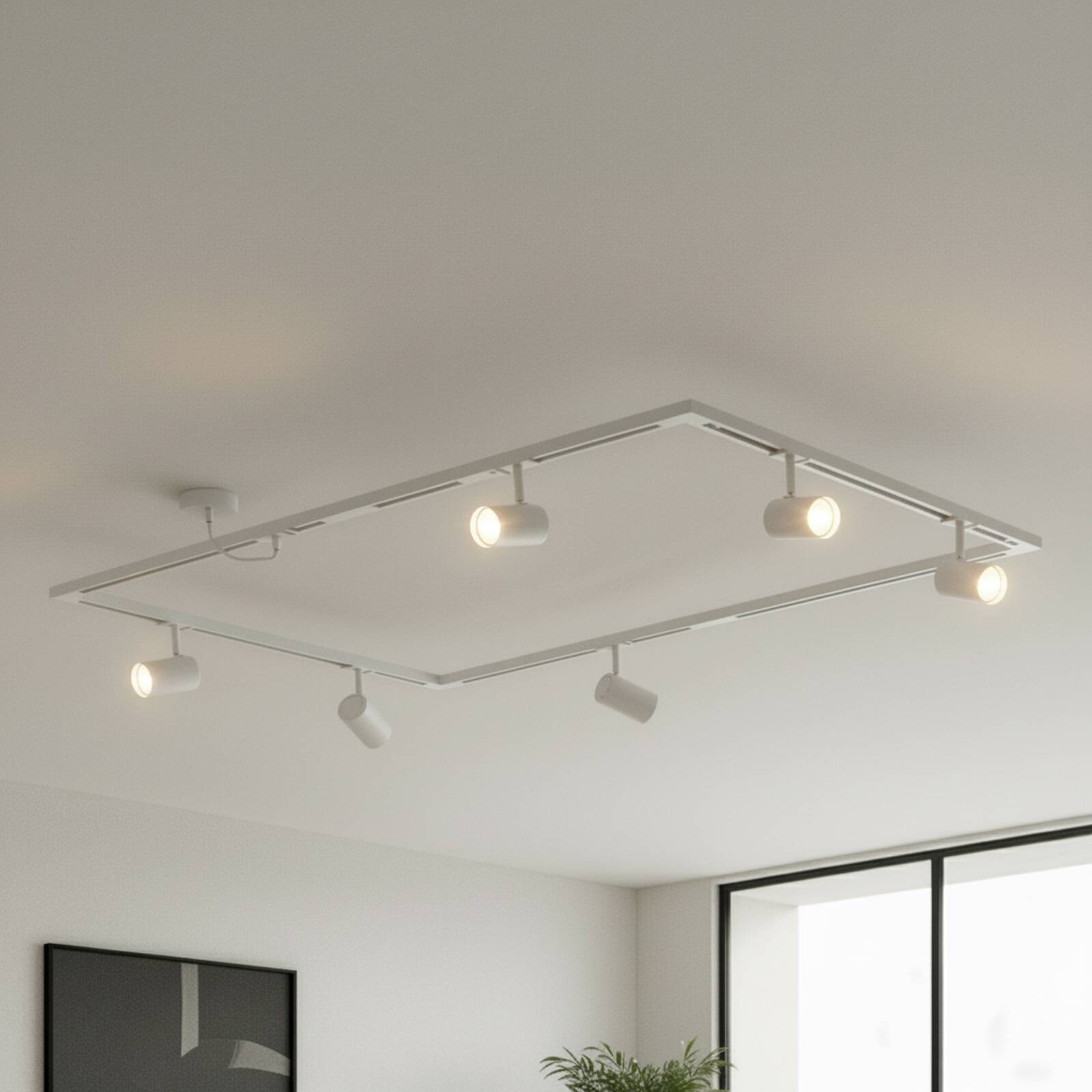 Lindby lištový systém Linaro, GU10, 6-pl., biely, tvar O