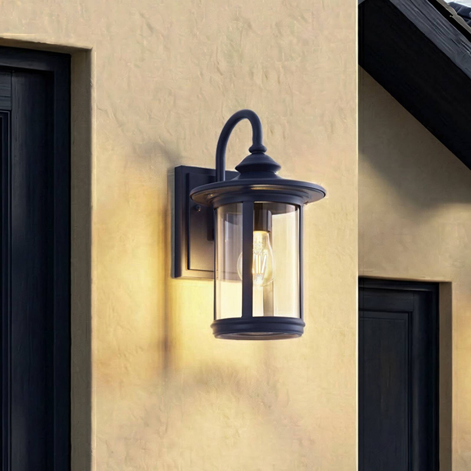 Lindby Vonkajšie nástenné svietidlo Zayn, modré, sklo, výška 33 cm, IP23