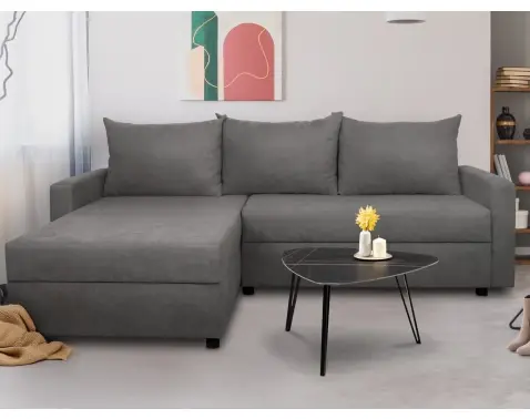 Univerzálna rohová sedacia súprava Brest, stredne šedá látka%