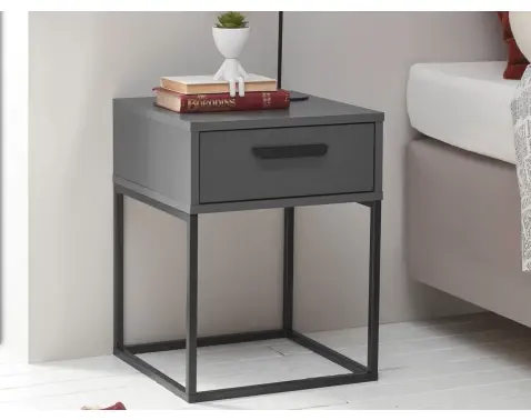 Nočný stolík s 1 zásuvkou Suna, grafitový%