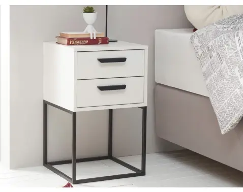 Nočný stolík s 2 zásuvkami Suna, biely%