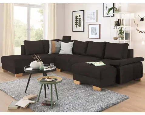 Sedacia  súprava Chivas, tvar ľavé U, temne hnedá látka%