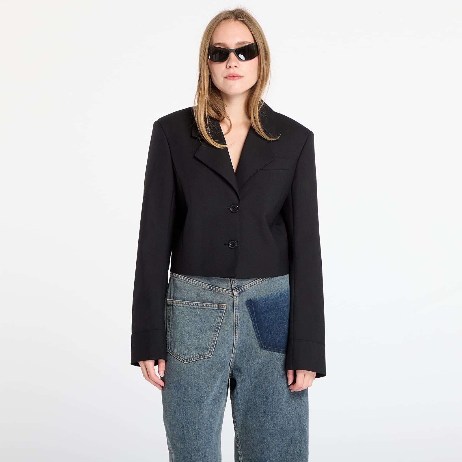 Bunda Off-White Wo Gab Big Bookish Crop Jacket Black/ Electric Blue L