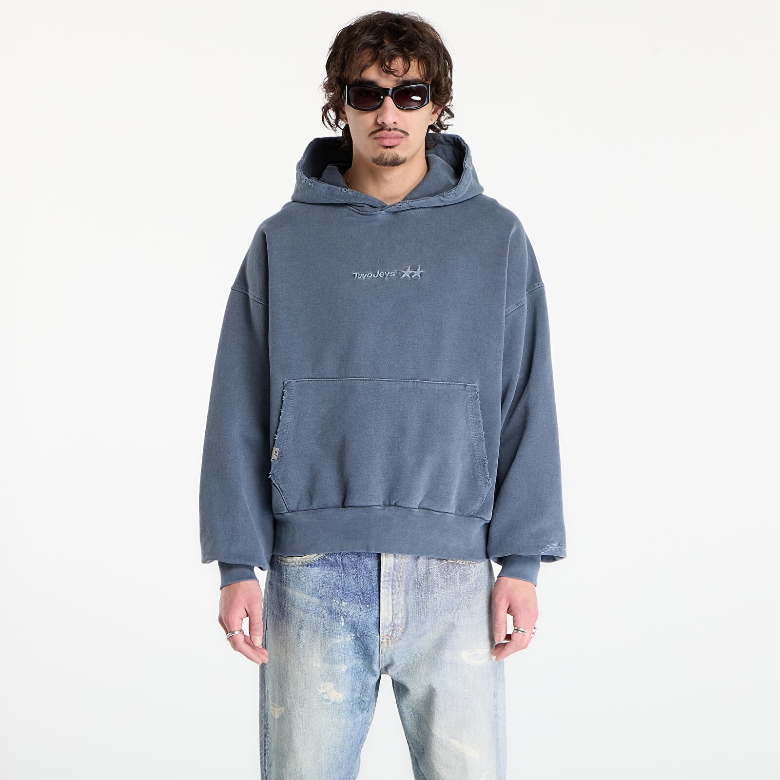 Mikina TwoJeys Icon Hoodie Pigment Dyed Blue XS