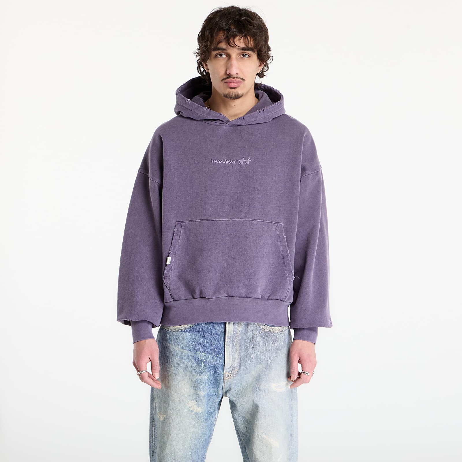 Mikina TwoJeys Icon Hoodie Pigment Dyed Purple XL