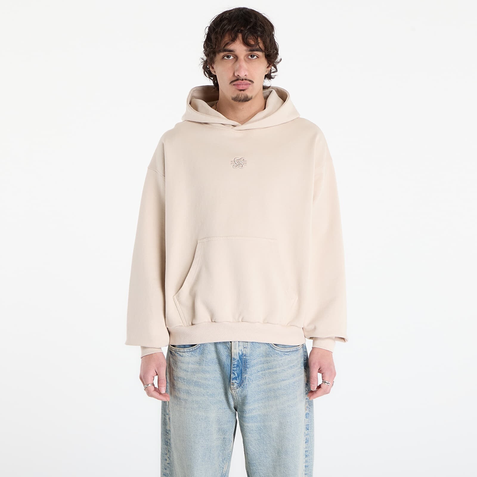 Mikina Filling Pieces Hoodie Boxy Embroidered Peyote M