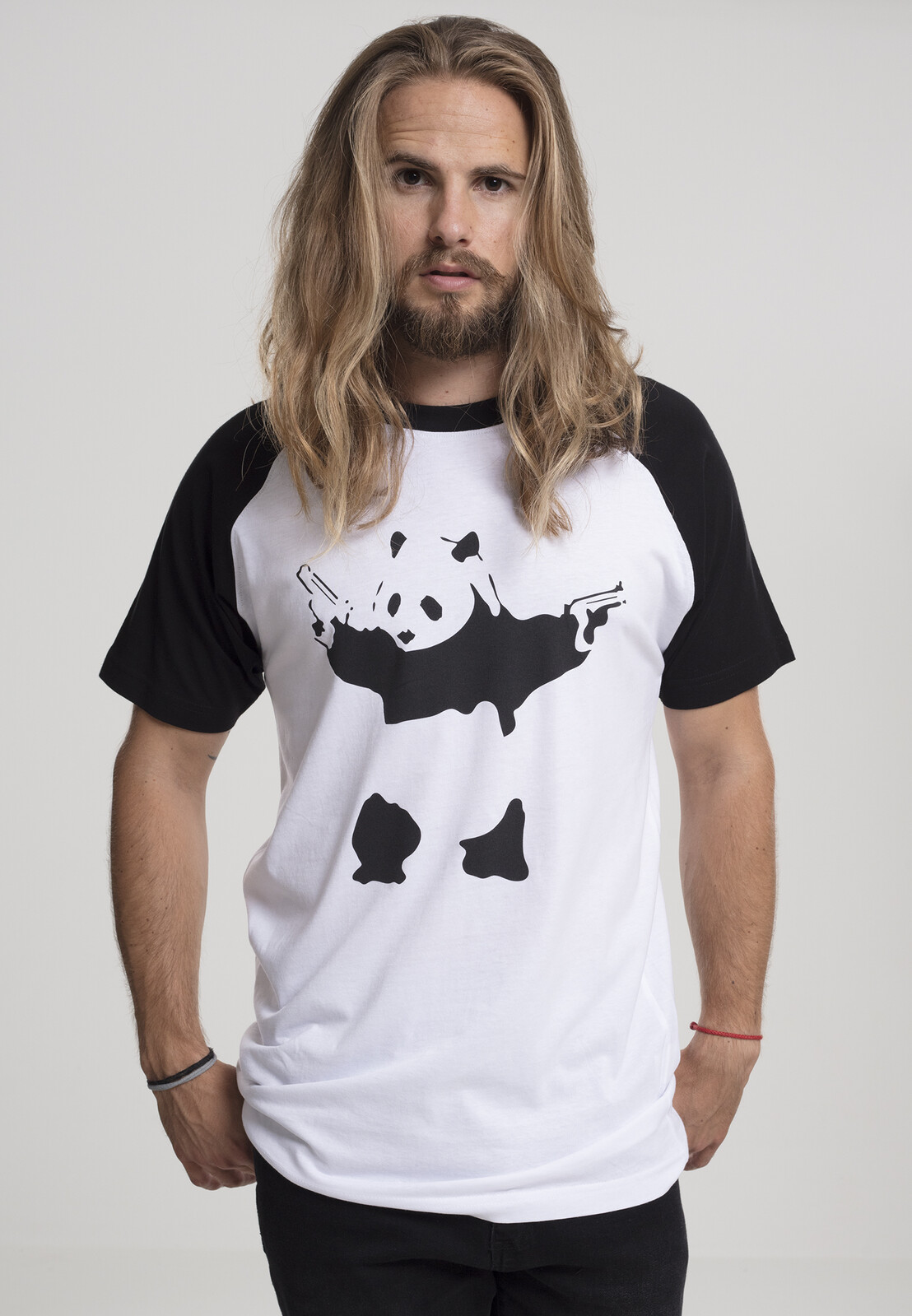 Brandalised Banksy Graffiti Panda Raglan tričko