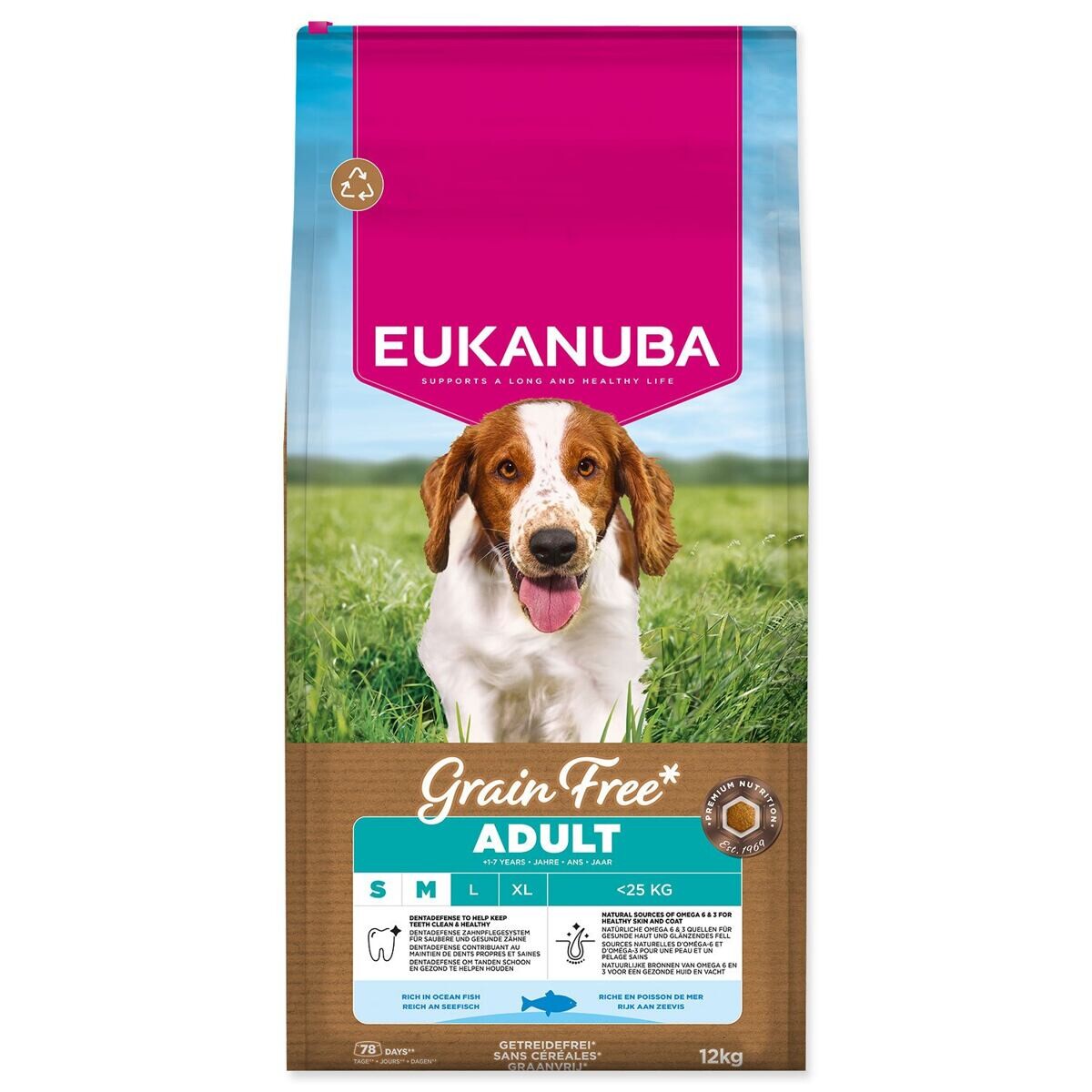 Eukanuba Grain Free Adult Small & Medium morské ryby - výhodné balenie: 2 x 12 kg