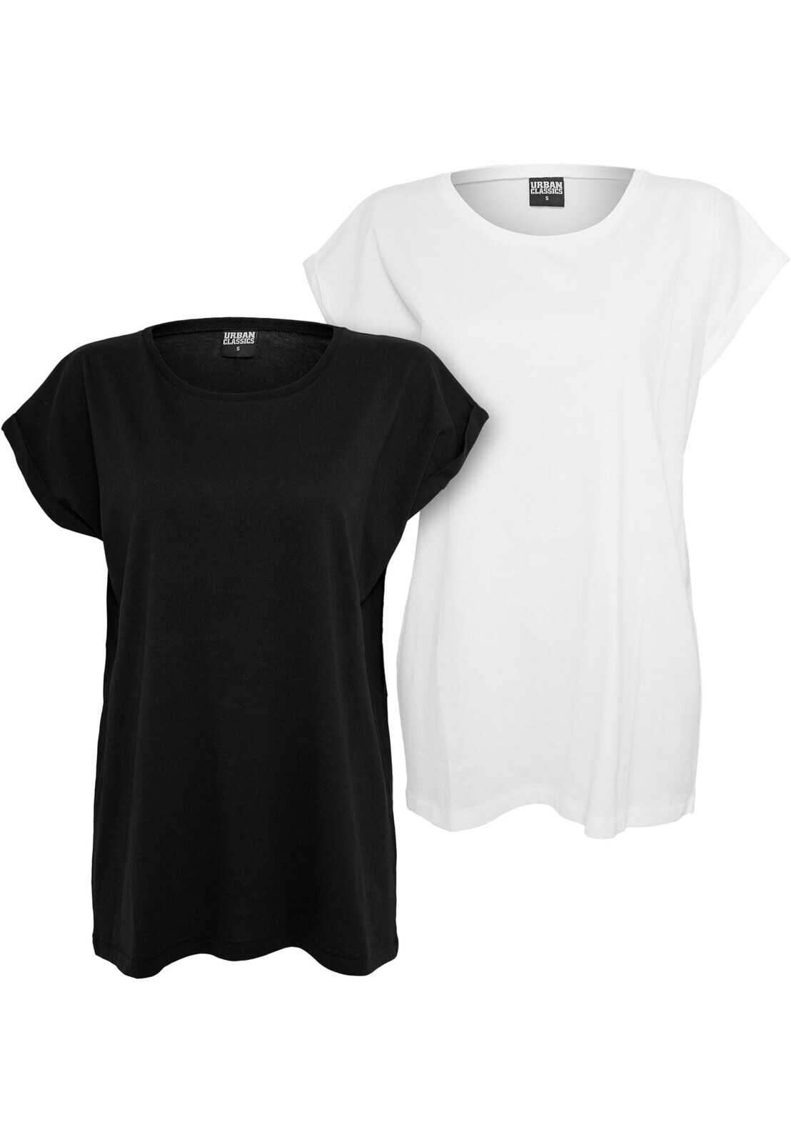 Women's T-shirt with extended shoulder 2-pack blk/wht