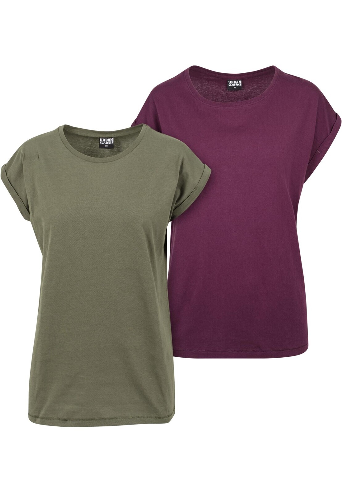 Women's T-shirt with extended shoulder 2 packs olive/cherry