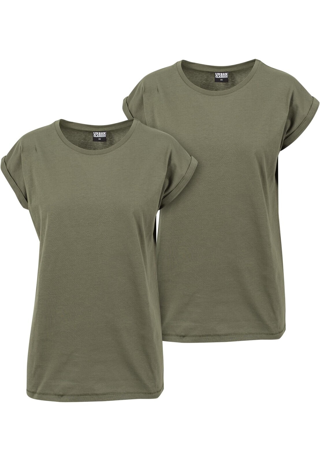 Women's T-shirt with extended shoulder 2 packs olive/olive