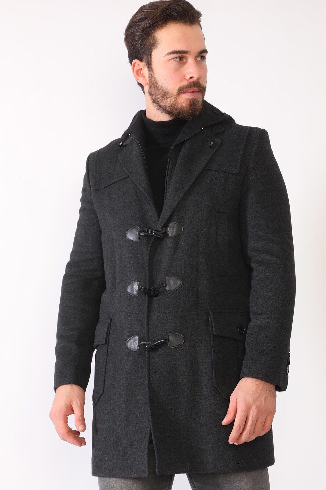 PLT8373 DEWERRY MEN'S COAT-PLAIN ANTHRACITE