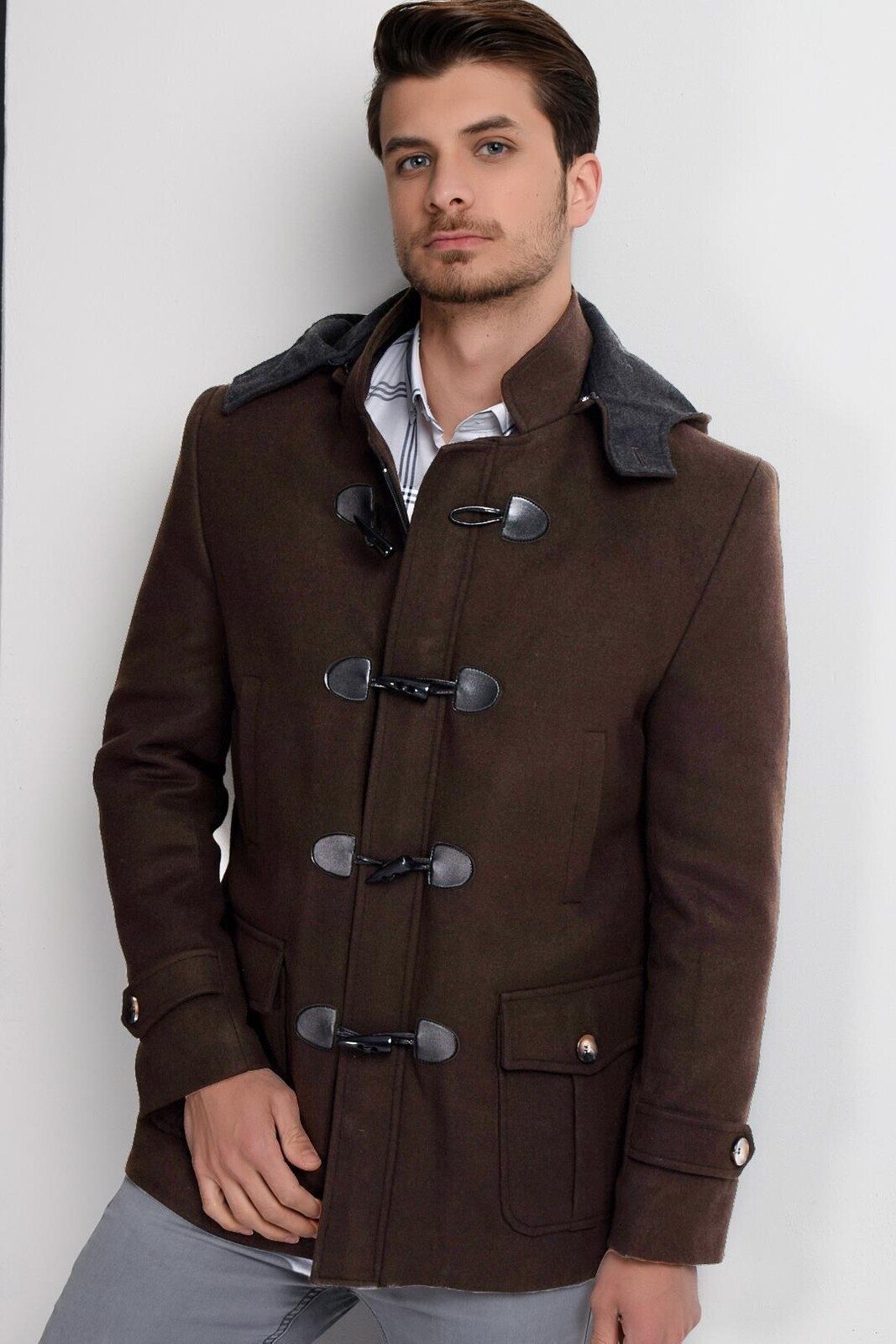 PLT8379 DEWBERRY MEN'S COAT-STRAIGHT BROWN