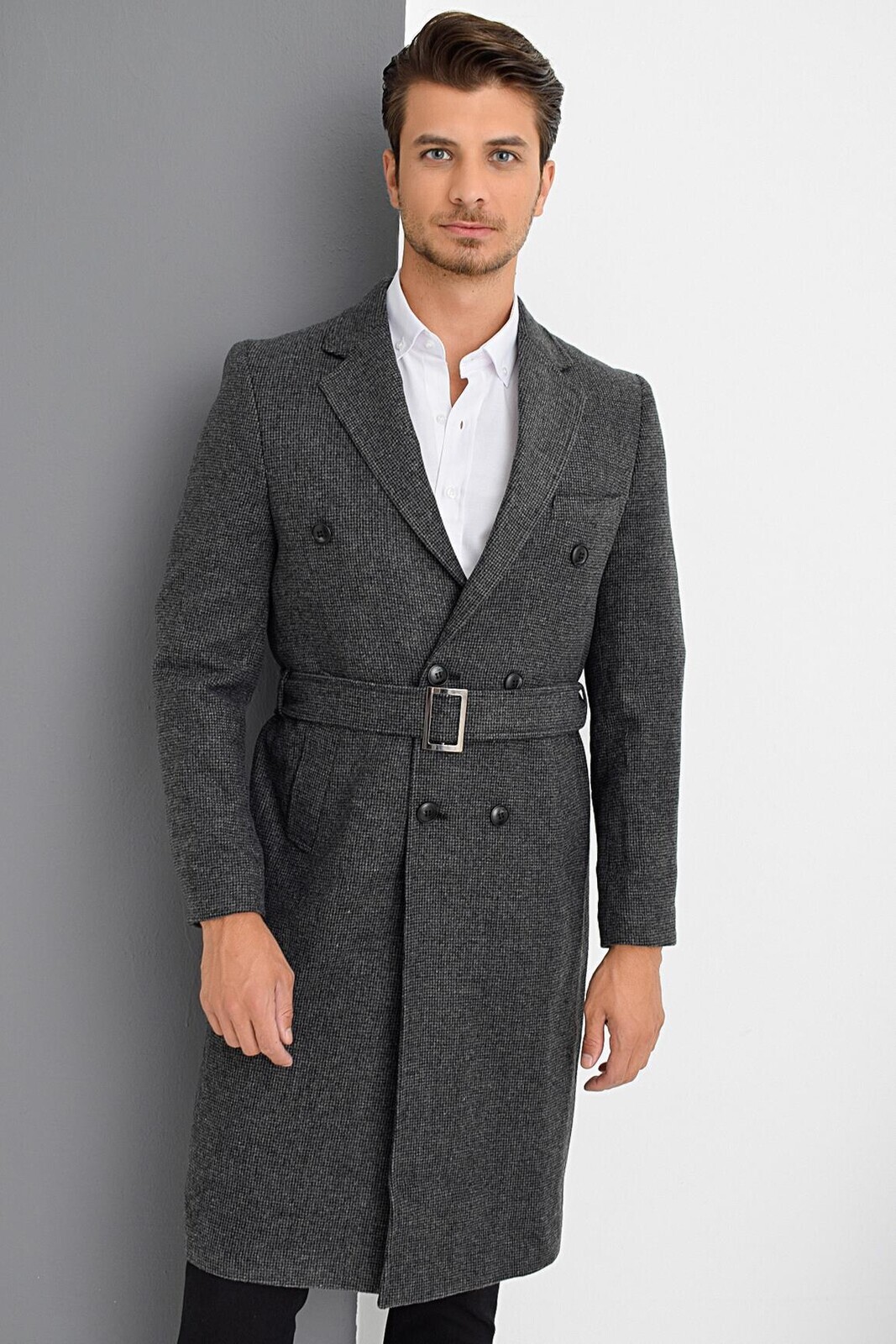 PLT8382 DEWBERRY MEN'S COAT-PATTERNED ANTHRACITE 2