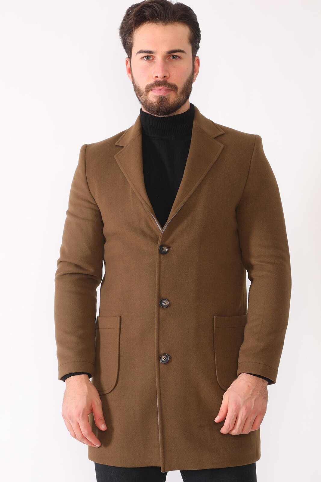 PLT8384 DEWBERRY MEN'S COAT-PLAIN CAMEL