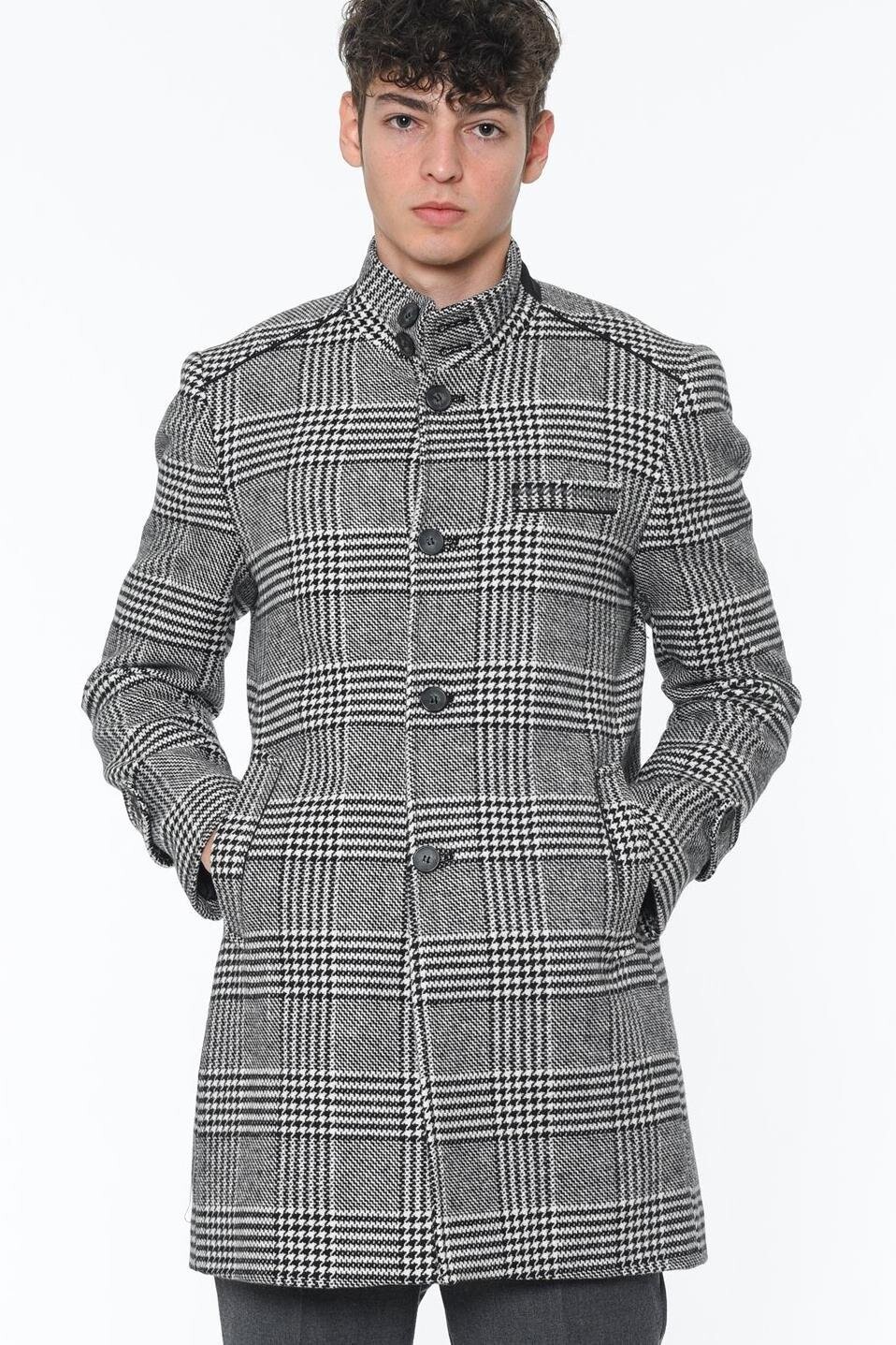 PLT9391 DEWBERRY MEN'S COAT-PRINT BLACK