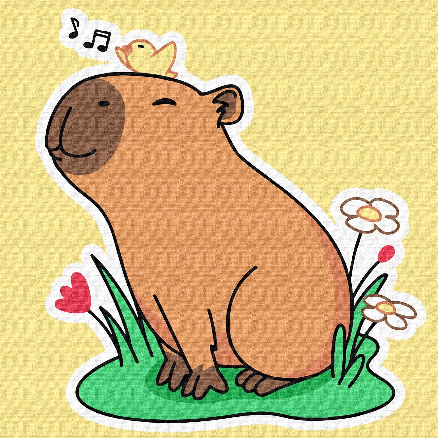 Ideyka Maľovanie podľa čísel - Kapybara počúva spev vtákov ©art_selena_ua 30 x 30 cm