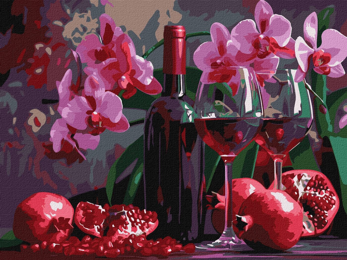 Ideyka Maľovanie podľa čísel - Víno a orchidey ©art_selena_ua 30 x 40 cm