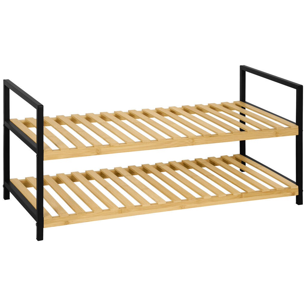 Carryhome REGÁL NA TOPÁNKY, prírodná farba, čierna, 70/32/30 cm