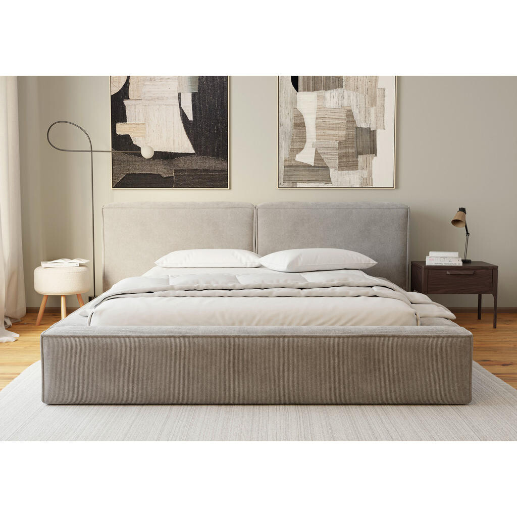 Boxxx ČALÚNENÁ POSTEĽ, 160/200 cm, svetlosivá