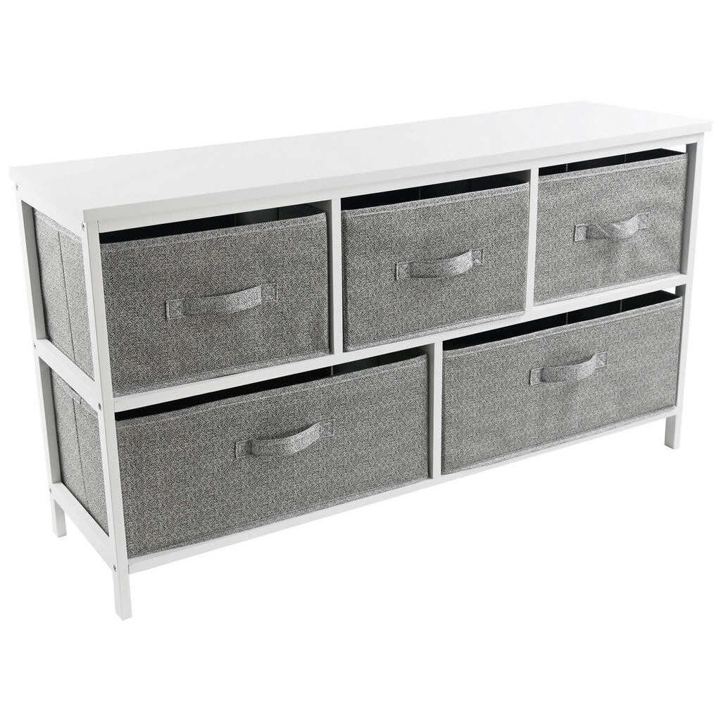 Carryhome KOMODA, borovica, sivá, biela, 101/55/30 cm