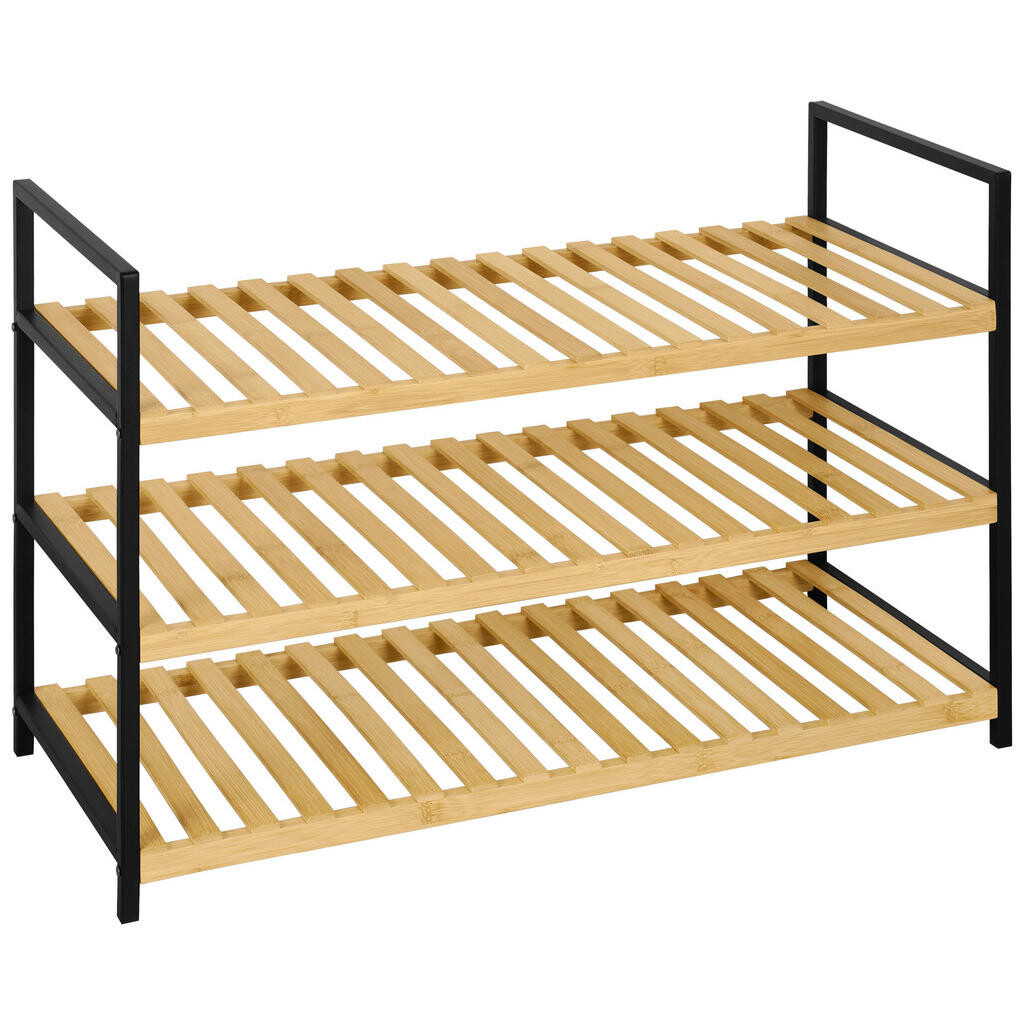 Carryhome REGÁL NA TOPÁNKY, prírodná farba, čierna, 70/48,5/30 cm