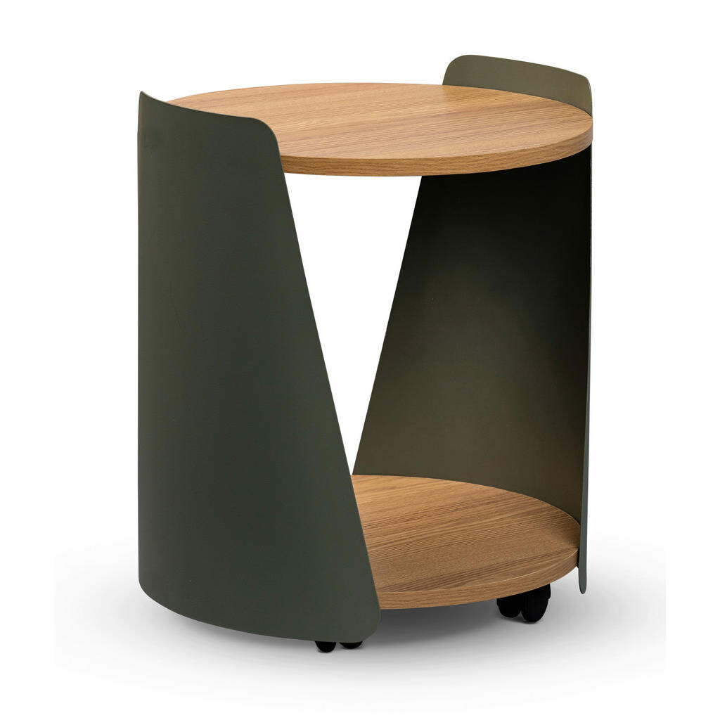 Xora KONFERENČNÝ STOLÍK, zelená, farba duba, kov, kompozitné drevo, 40/40/48 cm