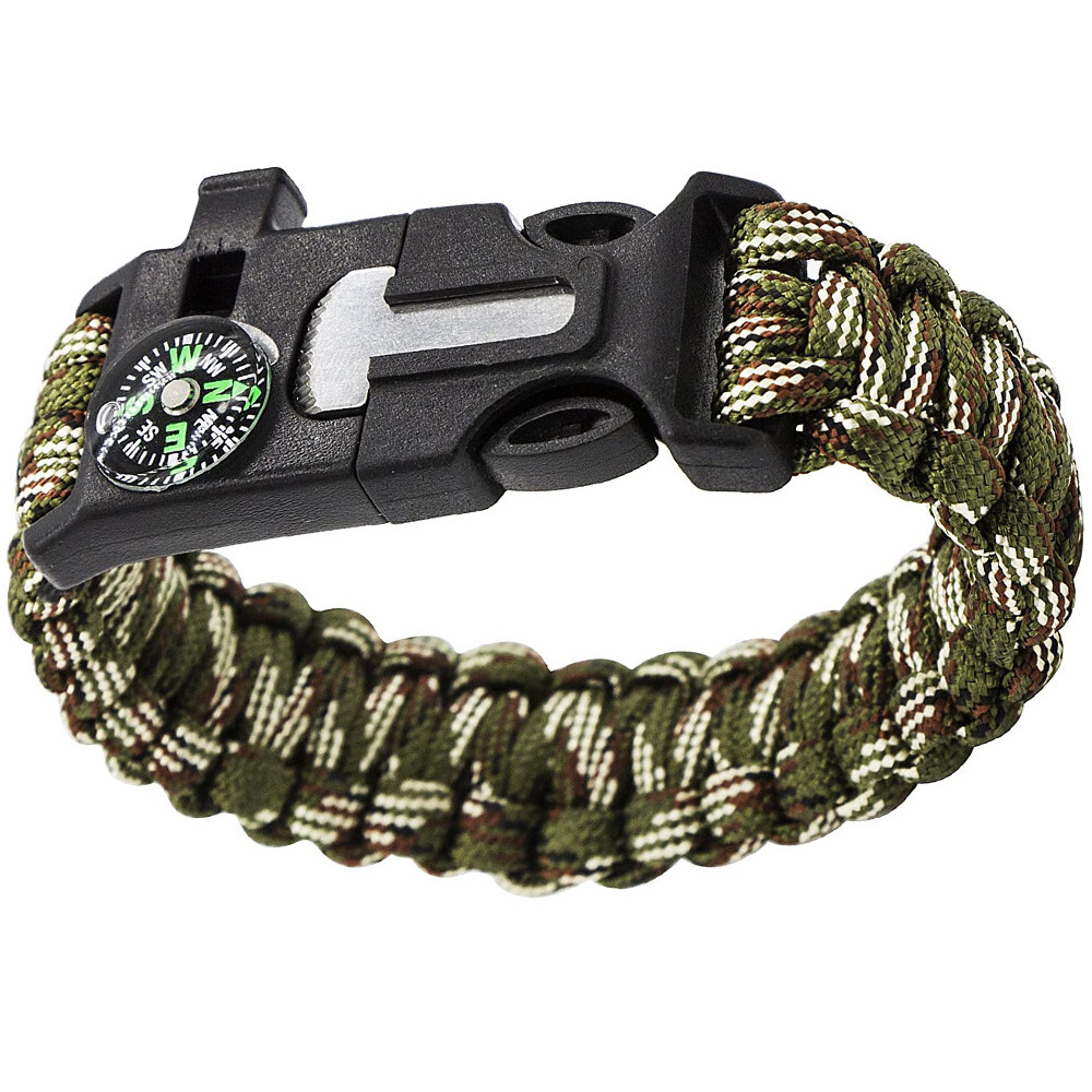 Náramok Survival Para s kompasom 3v1 - woodland