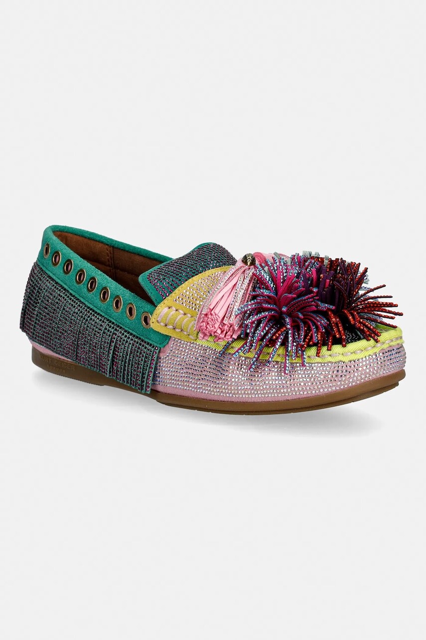 Semišové mokasíny Kurt Geiger London Pom Pom Moccasin