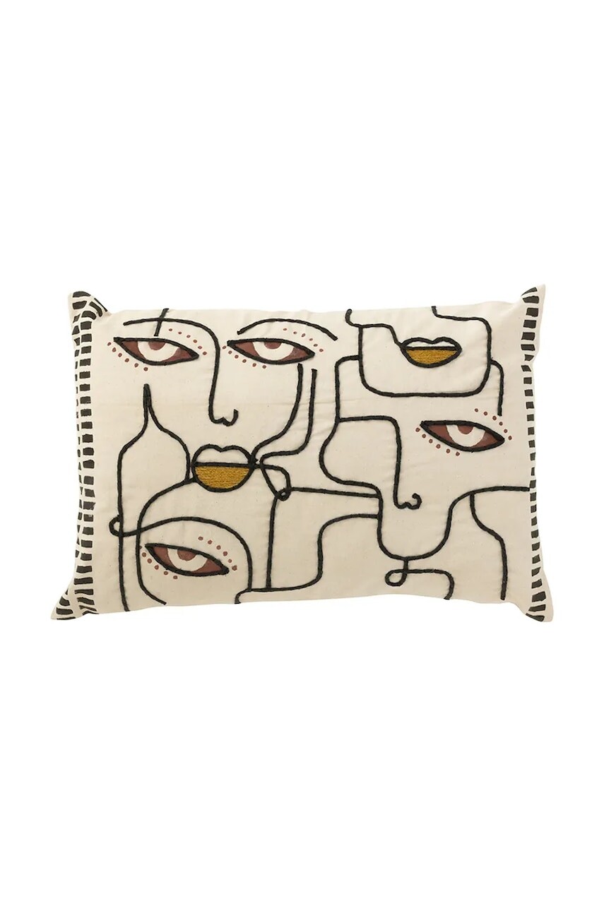 Bavlnený dekoratívny vankúš J-Line Faces 68 x 40 cm