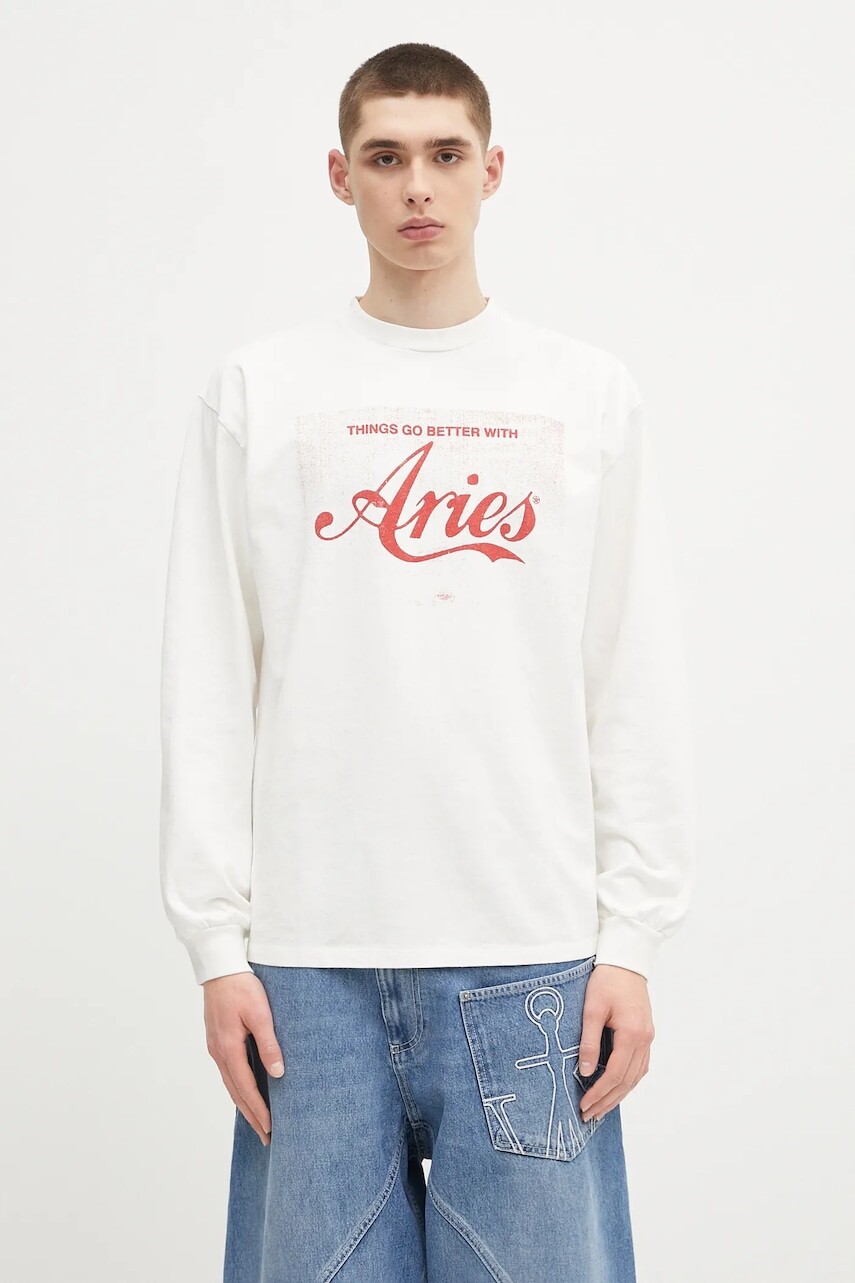 Bavlnené tričko s dlhým rukávom Aries Faded Cola LS Tee
