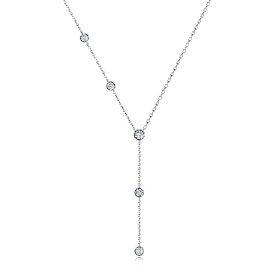 Strieborný náhrdelník 925 s čírymi zirkónmi a dvoma typmi retiazky