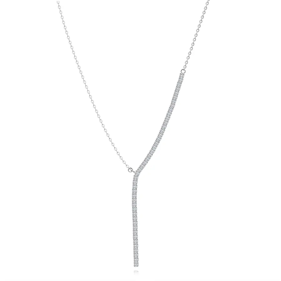 Strieborný náhrdelník 925 s predĺženou Y líniou z čírych zirkónov