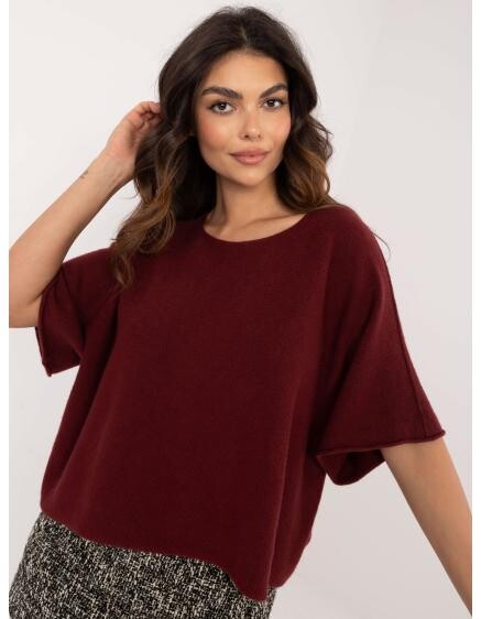 Bordový oversize sveter so zmesou viskózy