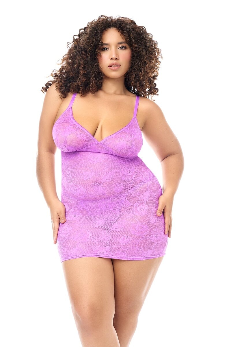 Fialová čipkovaná košieľka Plus size 7613