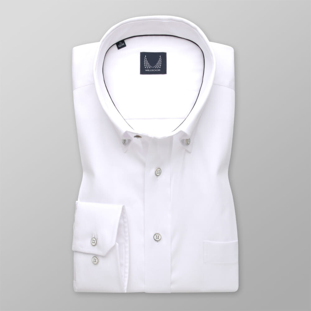 Klasická pánska košeľa bielej farby s hladkým vzorom 13327