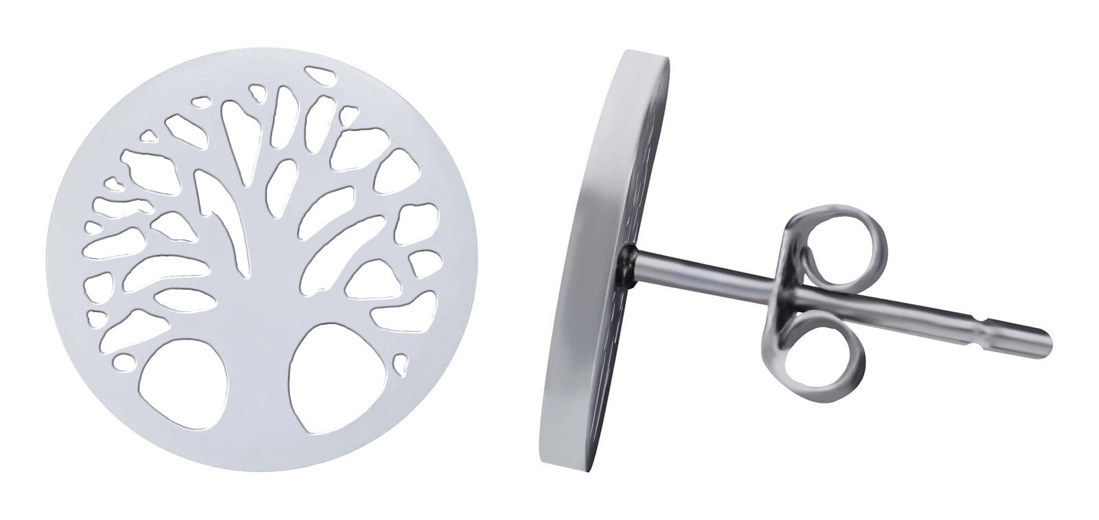 Troli Slušivé oceľové náušnice Strom života