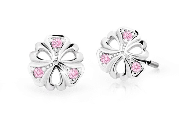 Cutie Jewellery Detské náušnice z bieleho zlata C2230-30-X-2 ružová