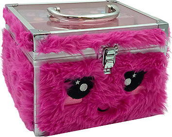 Excellent Plyšový kosmetický kufřík s make-upem, tmavě růžové zvířátko
