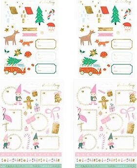 PARTYDECO Sada vánočních samolepek a jmenovek Vánoce, 92 ks