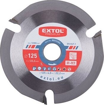 EXTOL PREMIUM kotúč rezný/frézovací s SK plátkami, priemer 125 × 4,0 × 22,2 mm, 3T, 8803284