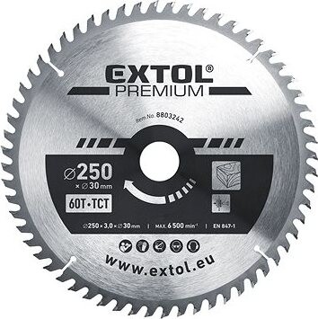 EXTOL PREMIUM kotúč pílový s SK plátkami, priemer 250 × 3,0 × 30 mm, 60T, 8803242