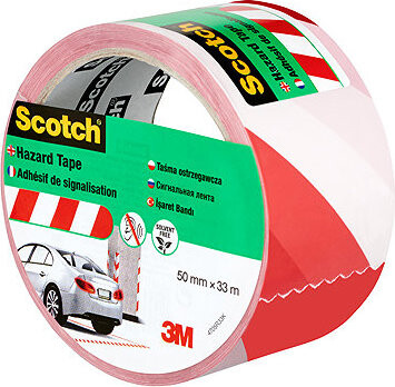 Scotch Lepiaca páska na bezpečnostné označenie, 50 mm × 33 m, červeno-biela