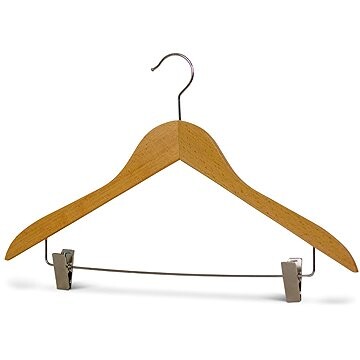 MAWA Dřevěné ergonomické ramínko Business s klipy na kalhoty, přírodní