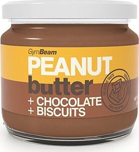 GymBeam Arašidové maslo s čokoládou a sušienkami 340 g