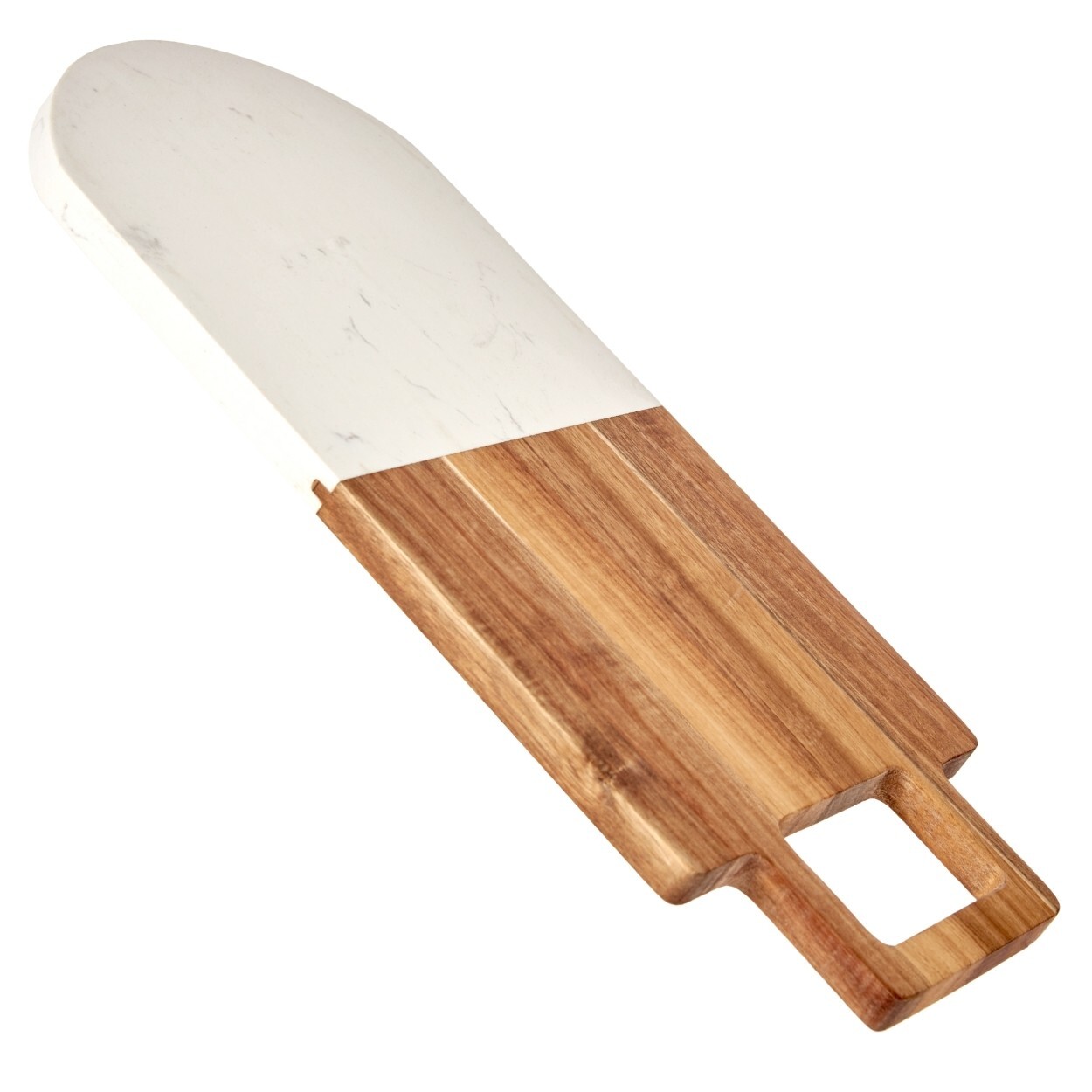 Krájecí prkénko s úchytem PREPPY 38x18 cm z masivu/bílý mramor