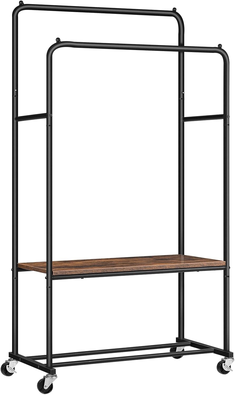 Pojízdný stojan na oblečení Vasagle Rawstone černý/hnědý