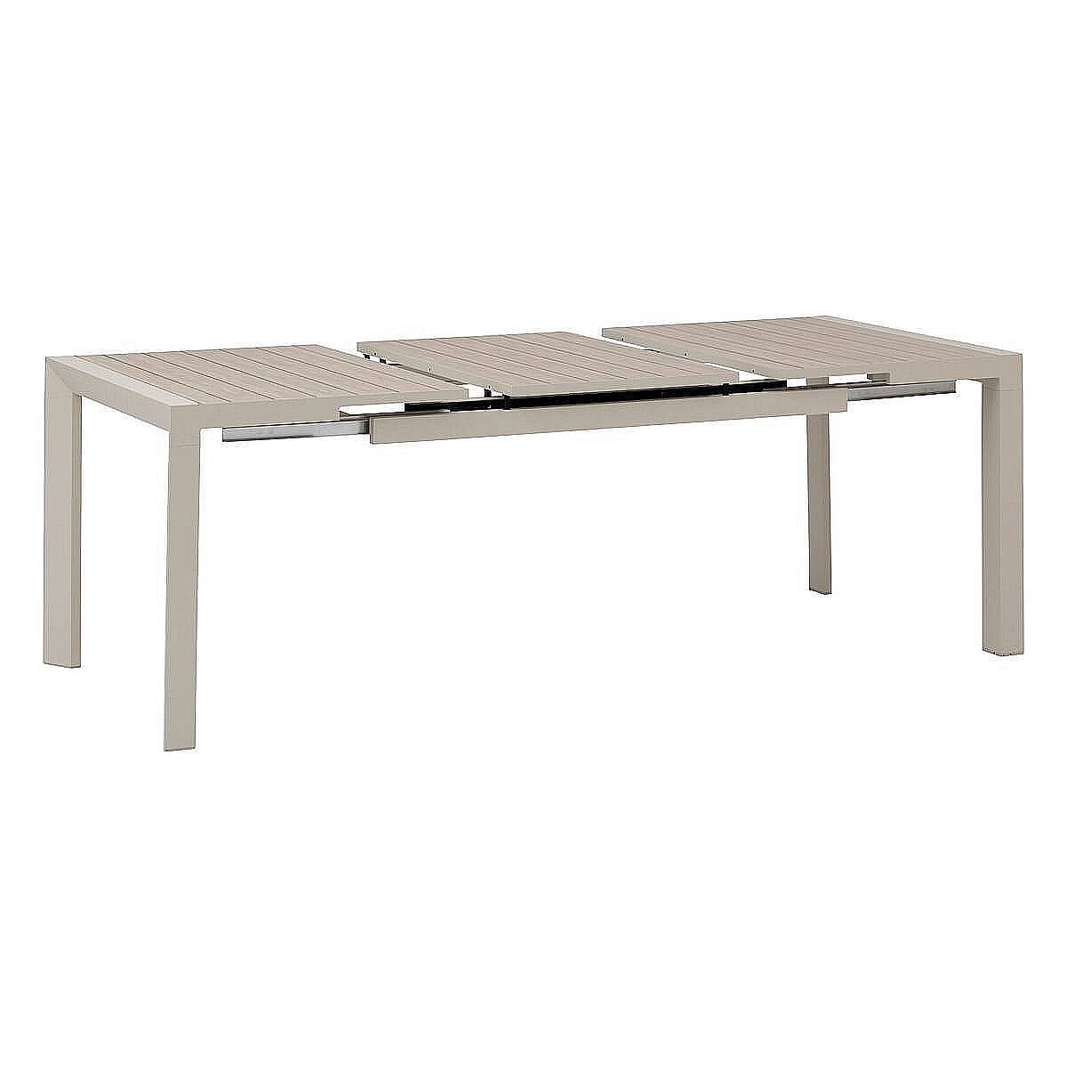 DEOKORK Hliníkový stôl VANCOUVER 142/202x90 cm (ivory)
