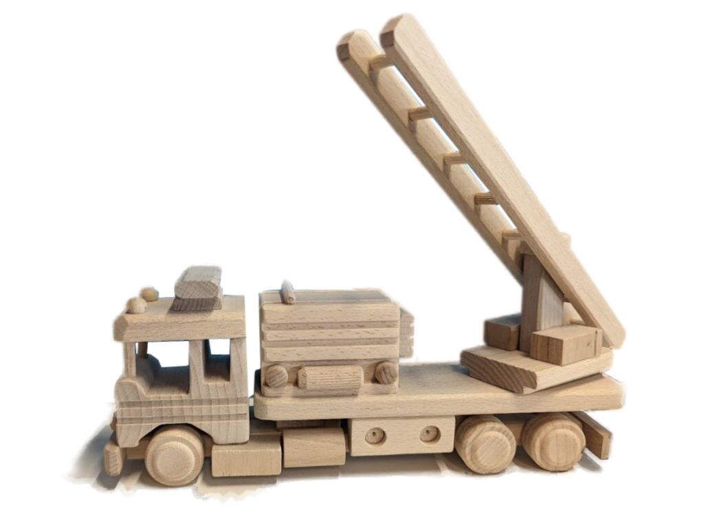 Drevené hasičské auto, 35 x 7 x 14 cm