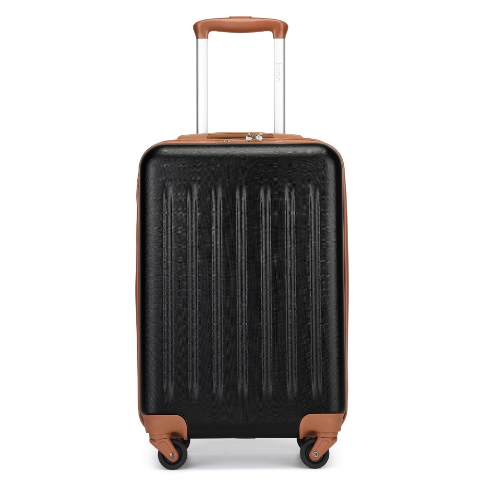 Ľahký kabínový ABS+PC kufor Kono - čierno-hnedý - 33 L